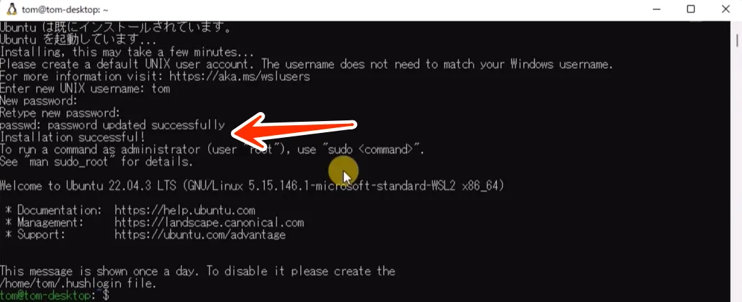インストール成功